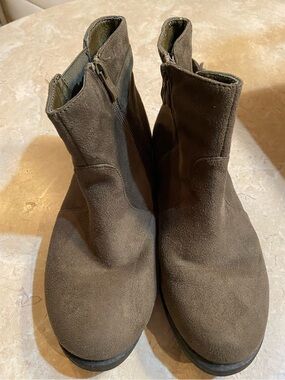 Wanted Taupe Suede Ankle Zip Booties